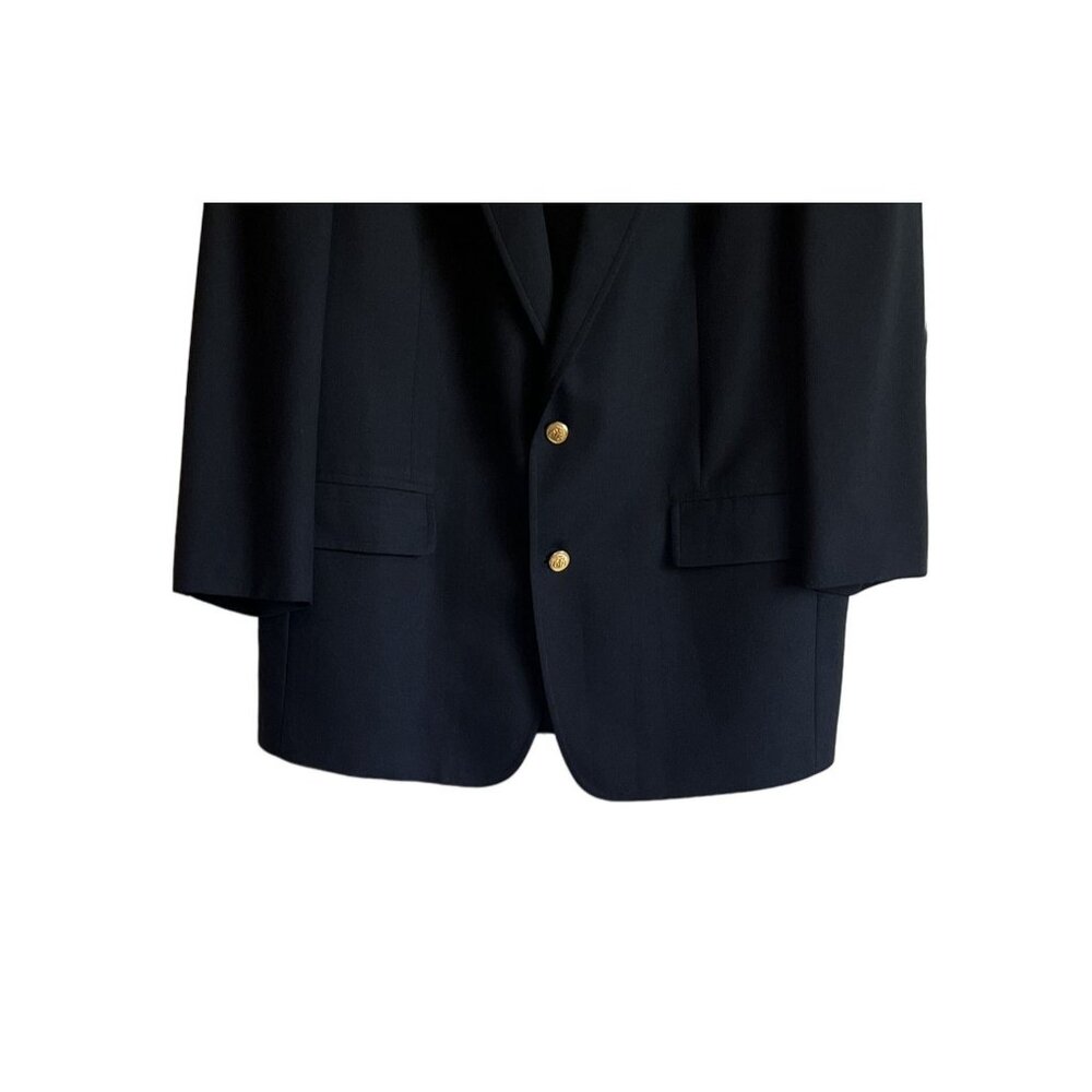 Brooks Brothers Brooksease Mens Wool Blazer Jacket 45 RG Navy Gold Button - Picture 3 of 8
